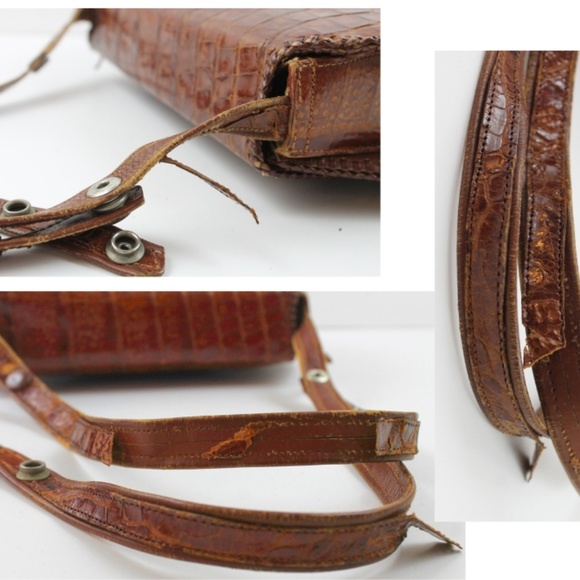 VINTAGE 40s 50s ALLIGATOR LEATHER CLUTCH HANDBAG - Picture 8 of 8